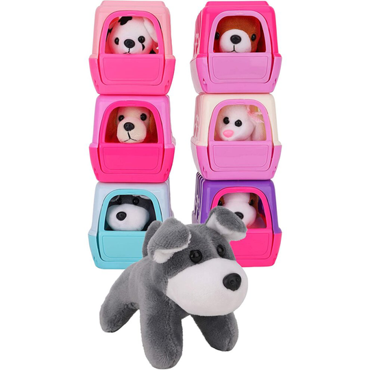 Toyland? 15cm Plush Puppy Dog In Carrier - Assorted Colours - 1 At Random