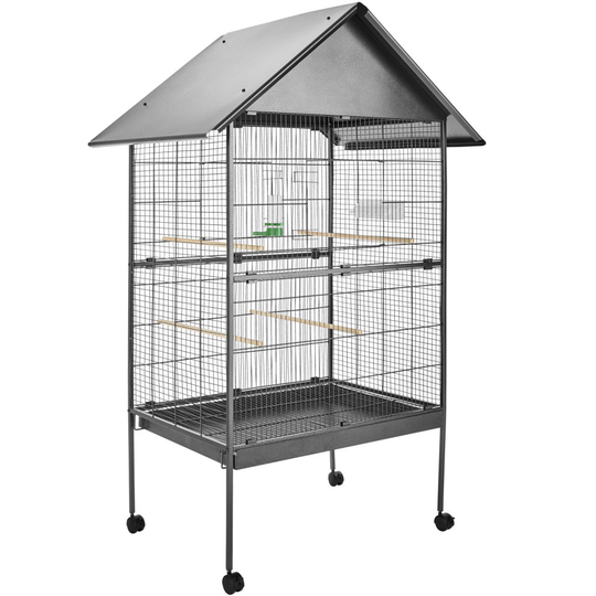 tectake Bird cage 168cm high - bird aviary, parrot cage, budgie cage - anthracite