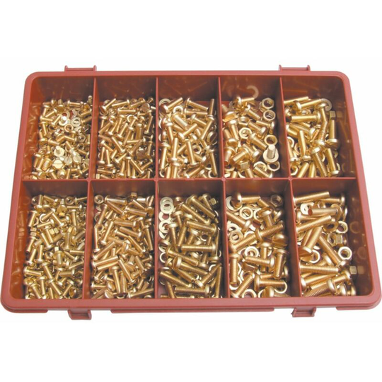 Qualfast - Metric Slotted Pan Head m/c Screw Kit Brass