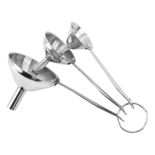 3 in 1 Metal Funnels for Bottle Filling Small Stainless Steel Kitchen Funnels