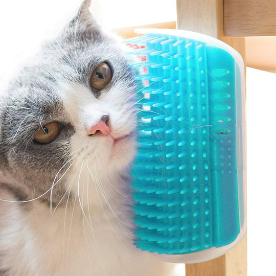 Cat Wall Brush Pet Massage Hair Removal Brush Cat Kitten Corner Comb Shedding Trimming Self Grooming PS021 (Light Blue)