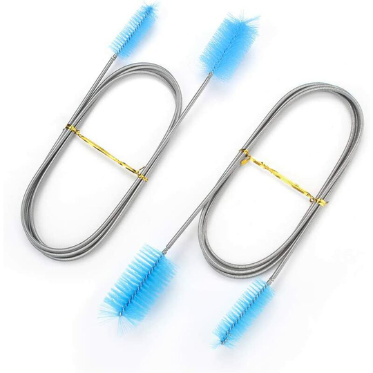 Litzee - 2 Pieces 155cm Aquarium Tube Brush, Flexible Double Ended Fish Tank Filter Brush Stainless Steel Fish Tank Pipe Cleaner Aquarium Filter