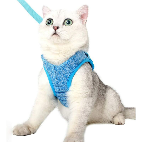 Litzee - Cat Harness And Leash Set Ultra Light For Walking Escape Proof Set Adjustable Soft Mesh Step in Padded Cushioning Running Vest Jacket For