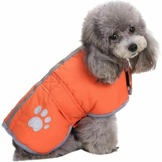 Cold Weather Dog Vest Reversible Winter Woolen Dog Vest Warm Waterproof Pet Jacket, Winter Clothes Can Be Worn On Both Sides Orange,L)