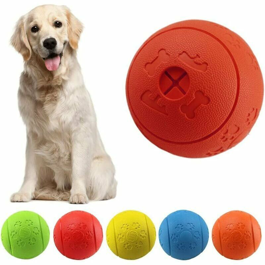 Dog Toy Ball Treat Ball Toy, Bite Resistant Rubber Feeding Ball for Pet Dogs Pet Practice Game iq Training Ball (Red)