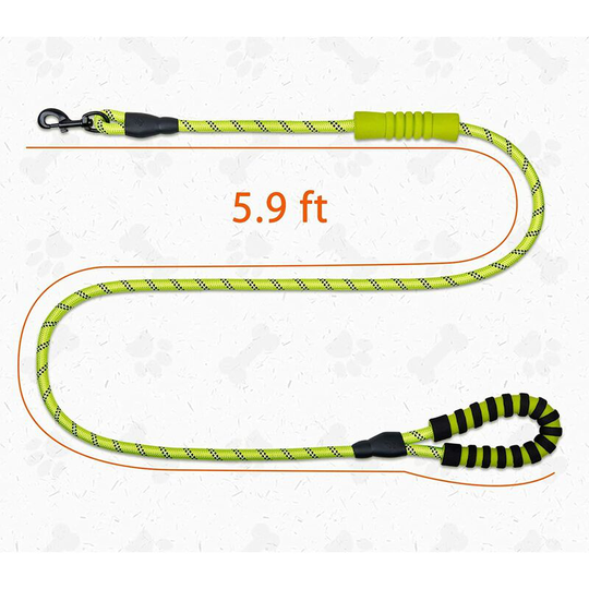 1.8M Dog Leash with 2 Handles Soft Solid Reflective Rope for Medium or Large Dogs Walking Hiking Black / Green