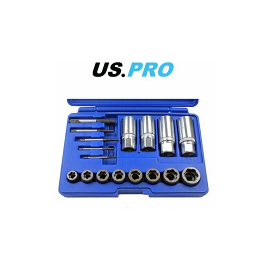 17pc Screw, Bolt, Stud & Nut Extractor mixed Set 2649 - Us Pro