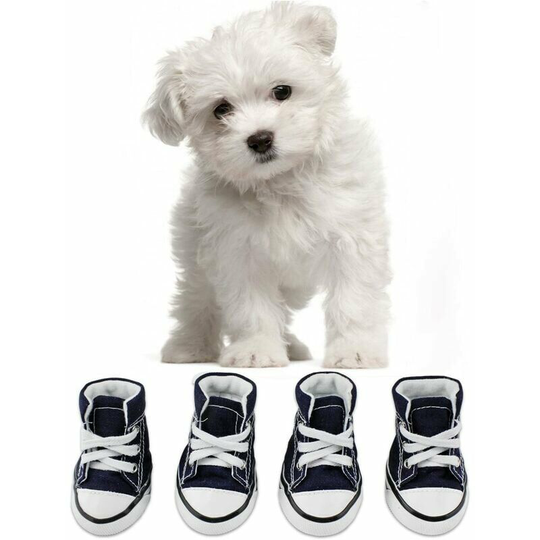 Puppy Pet Dog Non-Slip Canvas Outdoor Sports Shoes Sneakers Boots Sports Shoes, Rubber Sole + Soft Cotton Fabric Inner(#3)