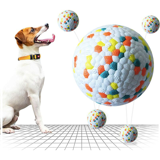 Dog Ball, Rubber Dog Ball, Indestructible Dog Ball, Hard Chew Rubber Toy, Clean Teeth, Play, Train (1 Yellow Dot)