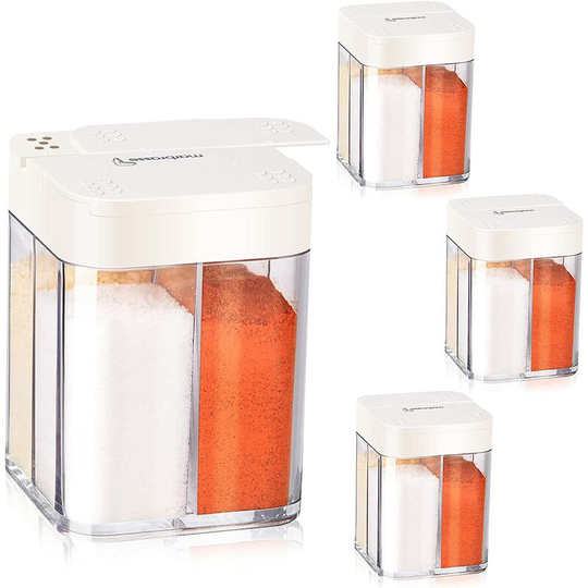 Four in one spice jars, 4 pcs spice jars, pepper shaker, camping spice box, spice container, kitchen spice box, transparent spice container for salt,