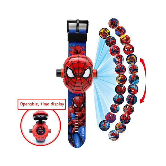(4) Spiderman Ironman 3d Projection Cartoon Mickey Mouse Princess Digital Watch