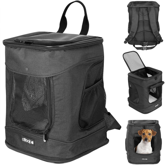 Pet Backpack Dog Backpack Transport Bag For Dogs and Cats With Leash and Waist Belt Black - Cadoca