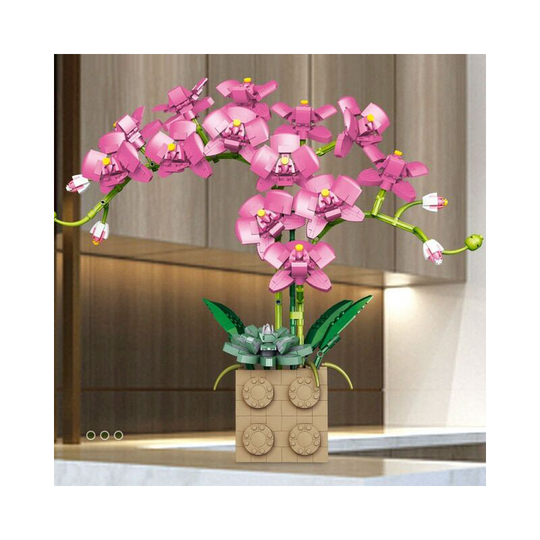 Ilovemilan - Pink Building Block Flower Orchid Series Bonsai Girl Build Toy Flowers Adult Flower Arrangement Assembly Toys For Gifts