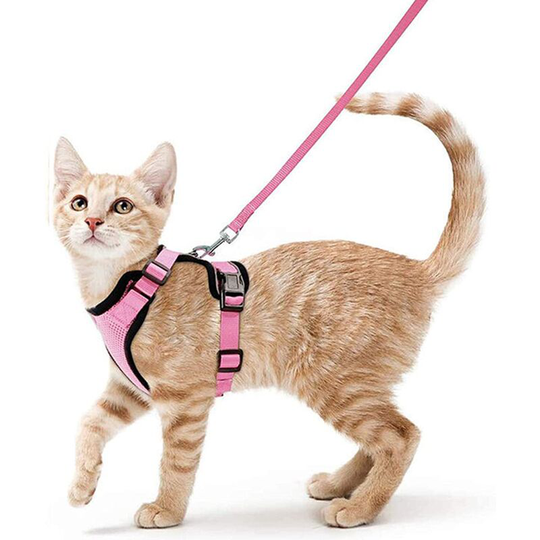 Cat Harness Small Dog Leash Adjustable Kitten Harness Pink s Collar Reflective Cat Harness Breathable Vest for Rabbit, European Cat, Maine Coon,