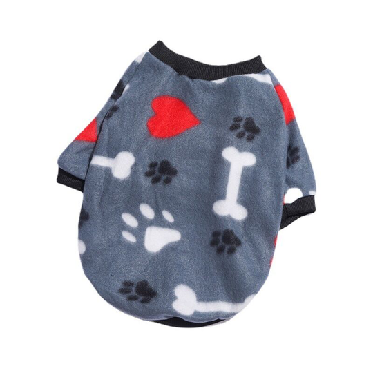 New dog hoodie Autumn and winter with velvet love bones cartoon teddy puppy pet clothes 40*50*36cm