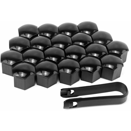 20pcs Car Wheel Lug Nut Covers 21mm Width Hex Universal Plastic Wheel Lug Nut Caps with Removal Clip Black
