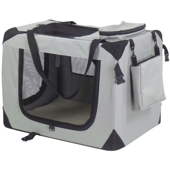Dog Crate Nylon 90x61x65 cm Grey 11074 Grey - @pet