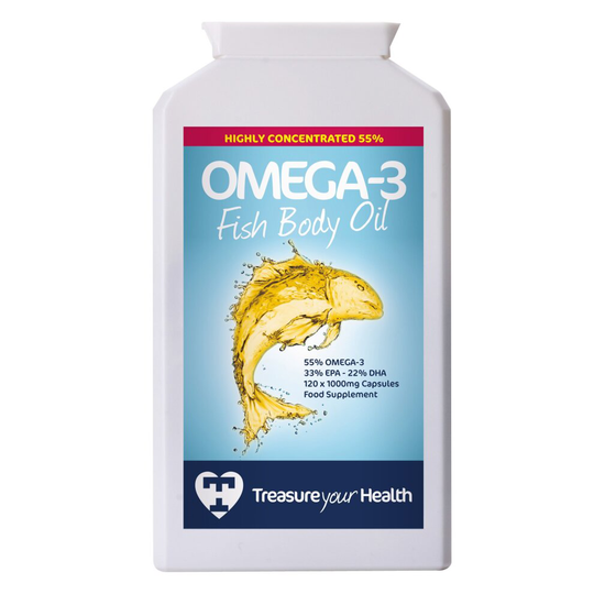 Super-Strength Omega-3 Fish Oil Capsules 120x1000mg - 33% EPA 22% DHA