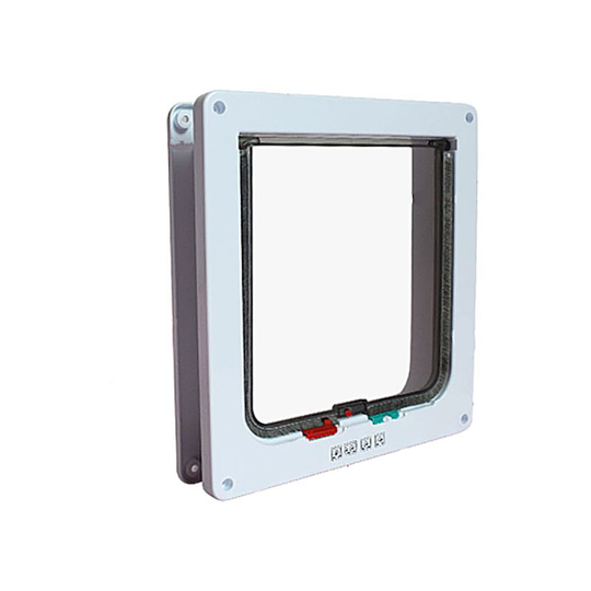 Pet supplies can control the entry and exit direction of the white pet door s