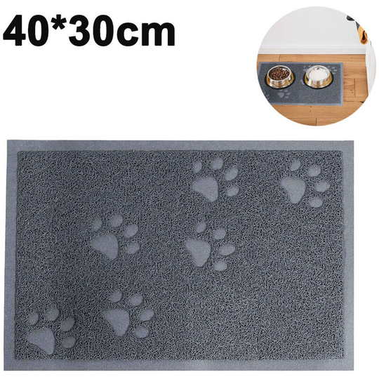 Cat Feeding Mat for Food and Water Bowls - Machine Washable, Waterproof, Eco-Friendly, No-Slip, Cat Placemat, gray