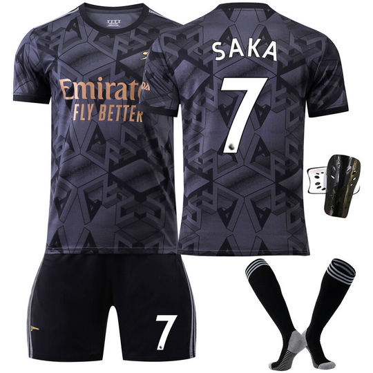 Arsenal Away Black Shirt Set No. 7 with socks+protective gear, children's size 22