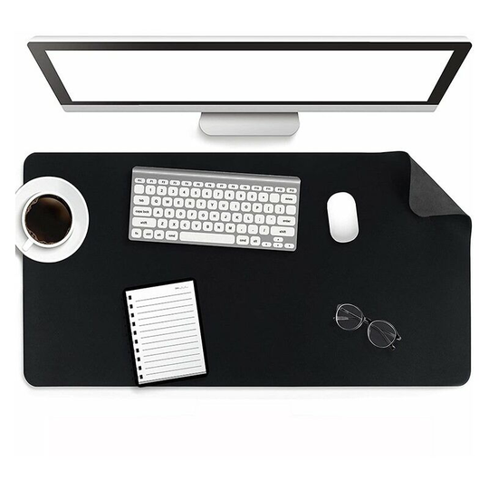 Perle Rare - pu Leather Hand 80x40cm - Black - Desk Pad with Stitched Edges - Large Desk Pad - xxl Desk Pad and Mouse Pad - Desk Mat
