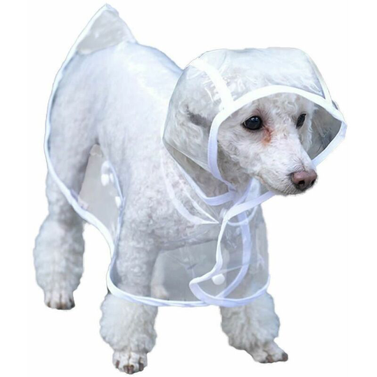 Dog Puppy pvc Waterproof Clear Transparent Rain Coat Jacket Hood Hooded - Medium - Bunty