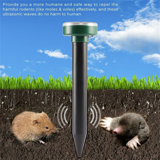 4Pcs Solar-powered Waterproof Mole Rat Repellent Sonic Mole Repellent Solar Ultrasonic Expeller Spike Garden Pest Deterrent Solar Insect Expeller