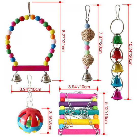 Bird Parrot Toy, Bird Swing Toys, Colorful Pet Bird Toys with Wooden Hanging Rack