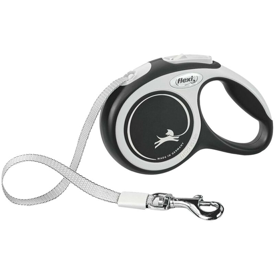 New Comfort Retractable Dog Lead (5cm) (Black/White) - Black/White - Flexi