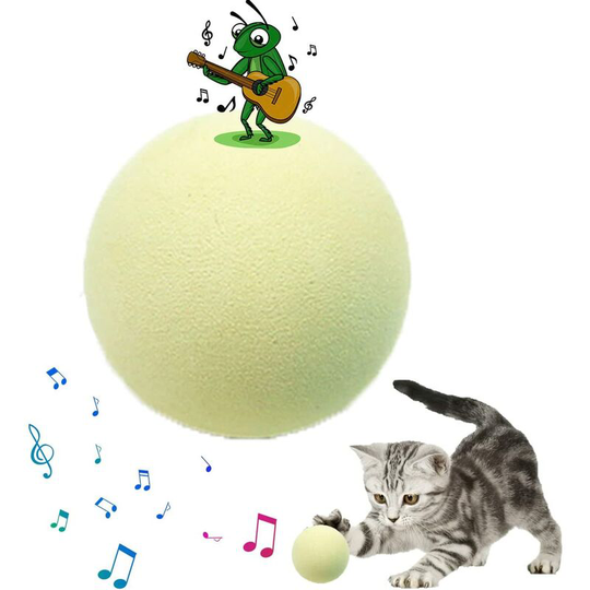 Litzee - Interactive Cat Toy with Bird Screams, Frogs and Toggles, Plush Toys for Cats (Yellow Bald (Grass))