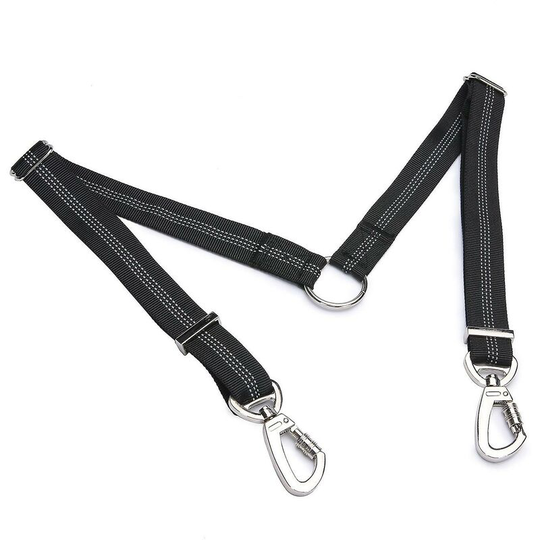 Black Double Head Pet Leash 2 Pet Luminous Double Head Dog Leash One Trail Two Large Dog Leash