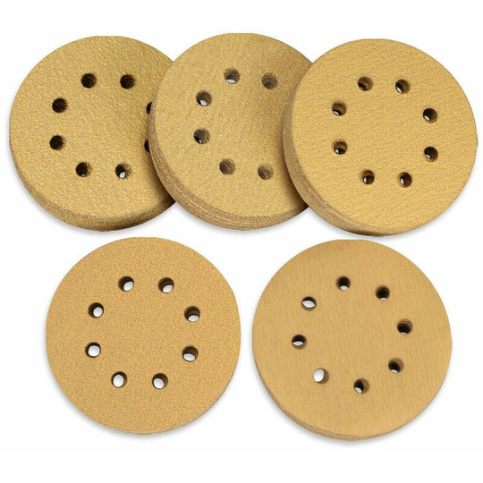 100 Pack Sanding Discs, 125mm with Hook and Loop 60 80 120 150 220 Grit 8 Holes Assorted for Groofoo Random Orbital Sander