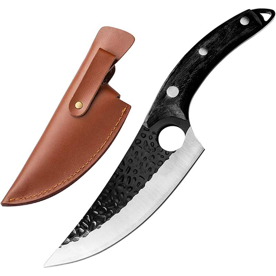 Butcher knife black forged boning knife with sheath for Japanese fillet meat