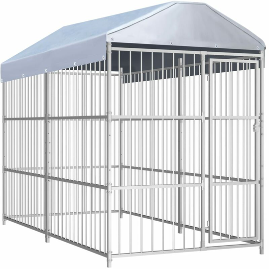 Outdoor Dog Kennel with Roof 300x150x200 cm Vidaxl Silver