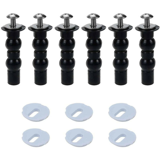 Sun Flowergb - 6 Pack Universal Toilet Seat Hinge Screws, Expanding Rubber Blind Hole Fasteners, Top Fixing Nuts, Top Mount Screws, Toilet Seat