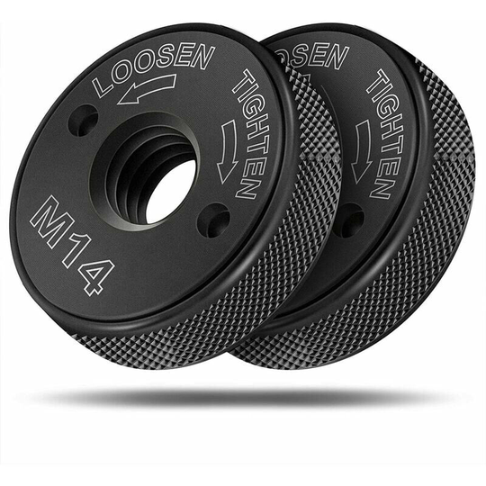 M14 quick clearance nut, for all AEG, Black & Decker, Dewalt, Flex, Hitachi, Metabo, Makita, etc. (2x tightening nut), black