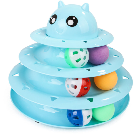 Cat Toy Roller 3-Tier Turntable Cat Toys Balls with Six Colorful Balls Interactive Kitten Fun Physical Mental Exercise Puzzle Kitten Toys (1 Pack,
