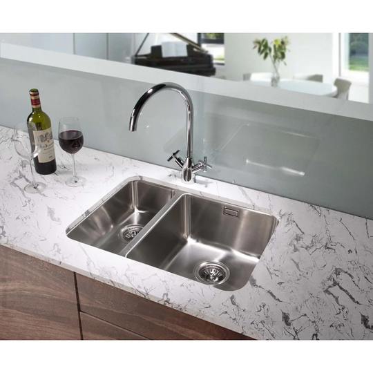 60cm x 45cm 1.5 Bowl Undermount Right Hand Main Bowl Kitchen Sink