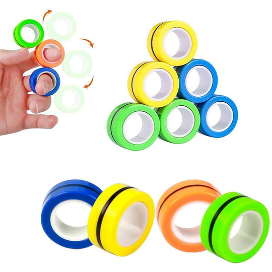 6 pcs Finger Magnetic Ring, Magnet Toy, Magnetic Fingertip Toys, Decompression Magnetic Magic Ring, Magnetic Game, Magic Toy, Magnetic Bracelet,