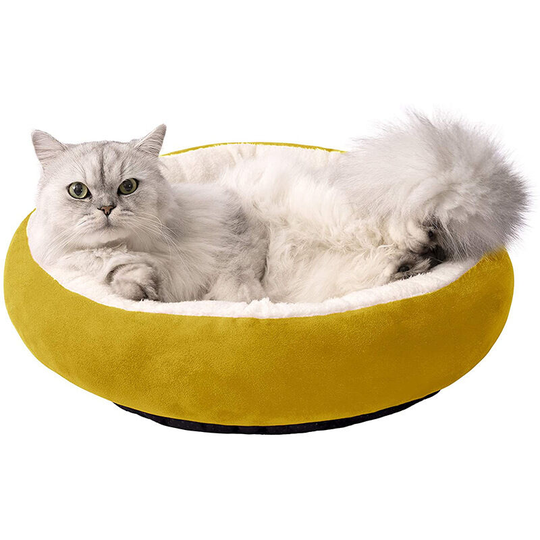 Oval Cat Basket, Non-Slip Soft Cat Bed, Soft Comfortable Cat Cushion, Machine Washable Donut Basket (s, 50cmyellow)