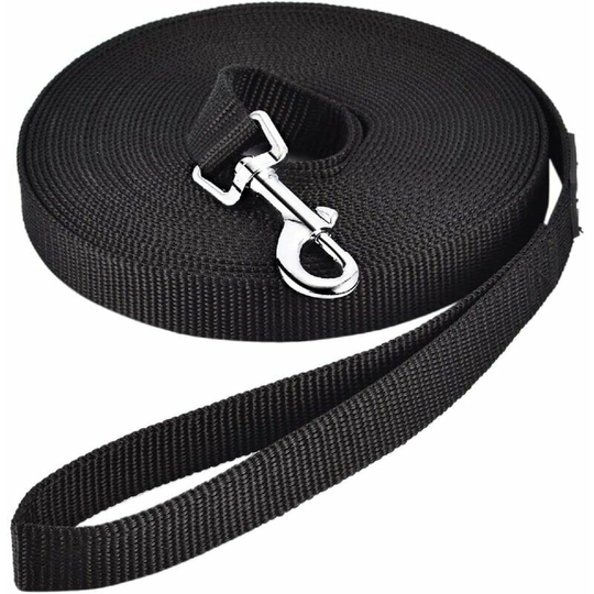 Qersta - Long Traction Rope for Dog Training Long Nylon Dog Traction Rope Without Strapping for Cats and Dogs Walking Pets (3M Long, Black) Carivent