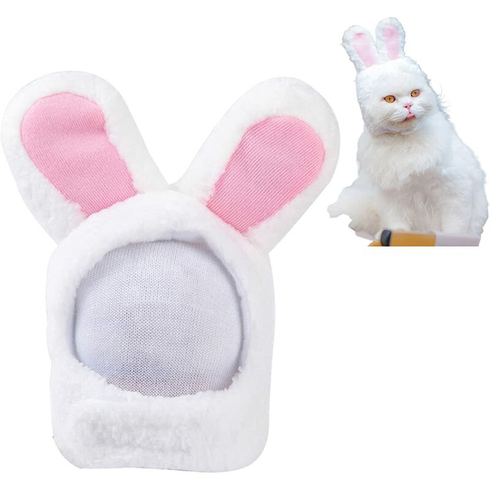 1 Pcs Cat Hat, Pet Hat, Cute Pet Rabbit Hat for Dogs and Cats Party Headdress (White) Neck: 30-36cm; Weight : 3-5Kg
