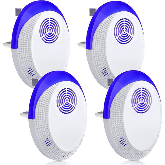 Hiasdfls - Ultrasonic Repellent, Ultrasonic Mouse 4 Pack, Ultrasonic Mouse and Rat Effective Against Mice, Rats, Flies, Mosquitoes, Pests, Spiders,