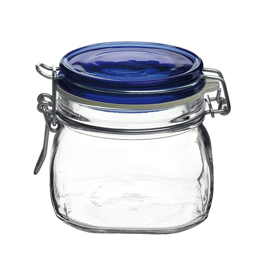 (Blue, 0.5 Litre) Bormioli Rocco Clamp Lid Air Tight Storage Jar