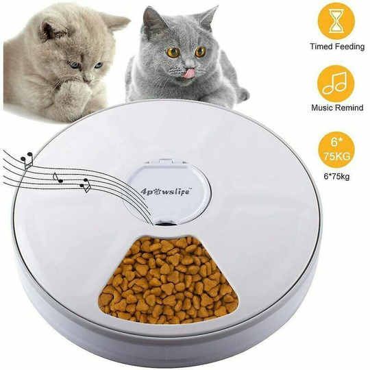 Automatic Pet Feeder, Automatic Pet Food Dispenser with 6 Meals, Digital Timer