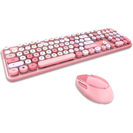 (pink mix) Wireless Keyboard & Mouse Set, Bluetooth Keyboard