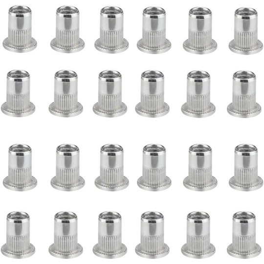 Modou - Rivet Nut 100 Pieces Rivet Nut Threaded Rivet Stainless Steel Rivet Nut Flat Head Threaded Rivet Nut Rivet Nut Threaded Head Nut for Home and