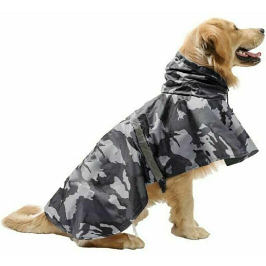 Briday - Reflective Dog Rain Coat with Hood - Ultra Light Breathable Dog Jacket - Rain Cover for Medium Large Dogs (Gray, xl) Dog Coat and Raincoat