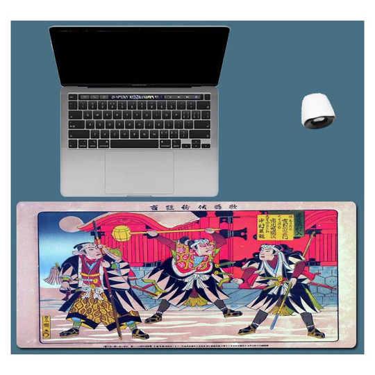 Gaming mouse pad, non-slip rubber base soft fabric mouse pad, Japanese style mouse pad with 27 scenes of Ukiyo-e (Japanese style 12, 300*900*3) - Muff